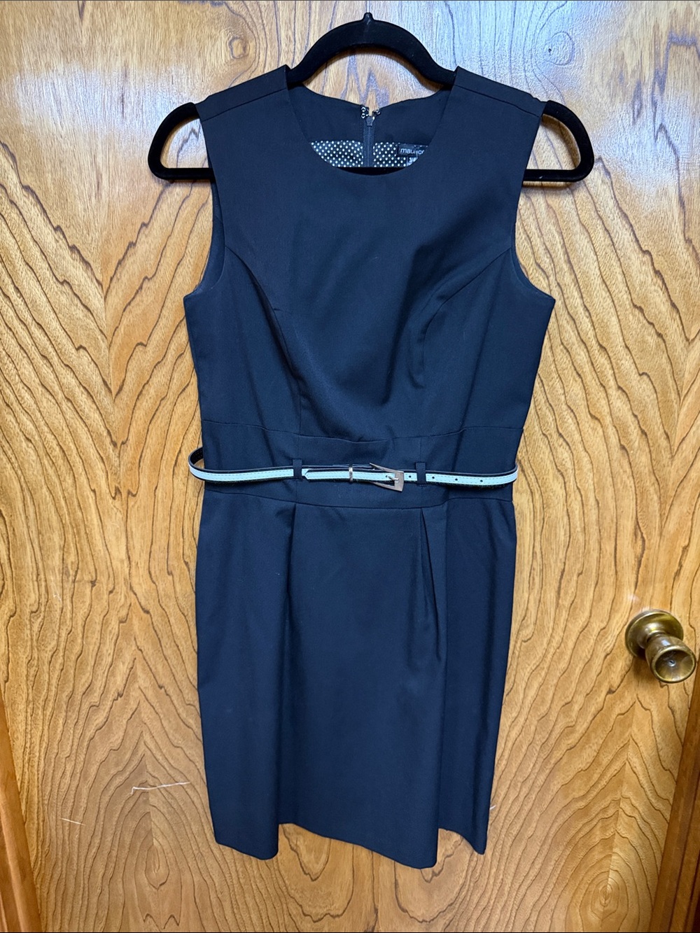 Maurice’s Classic Sleeveless Black Sheath Dress with Skinny Belt 3/4